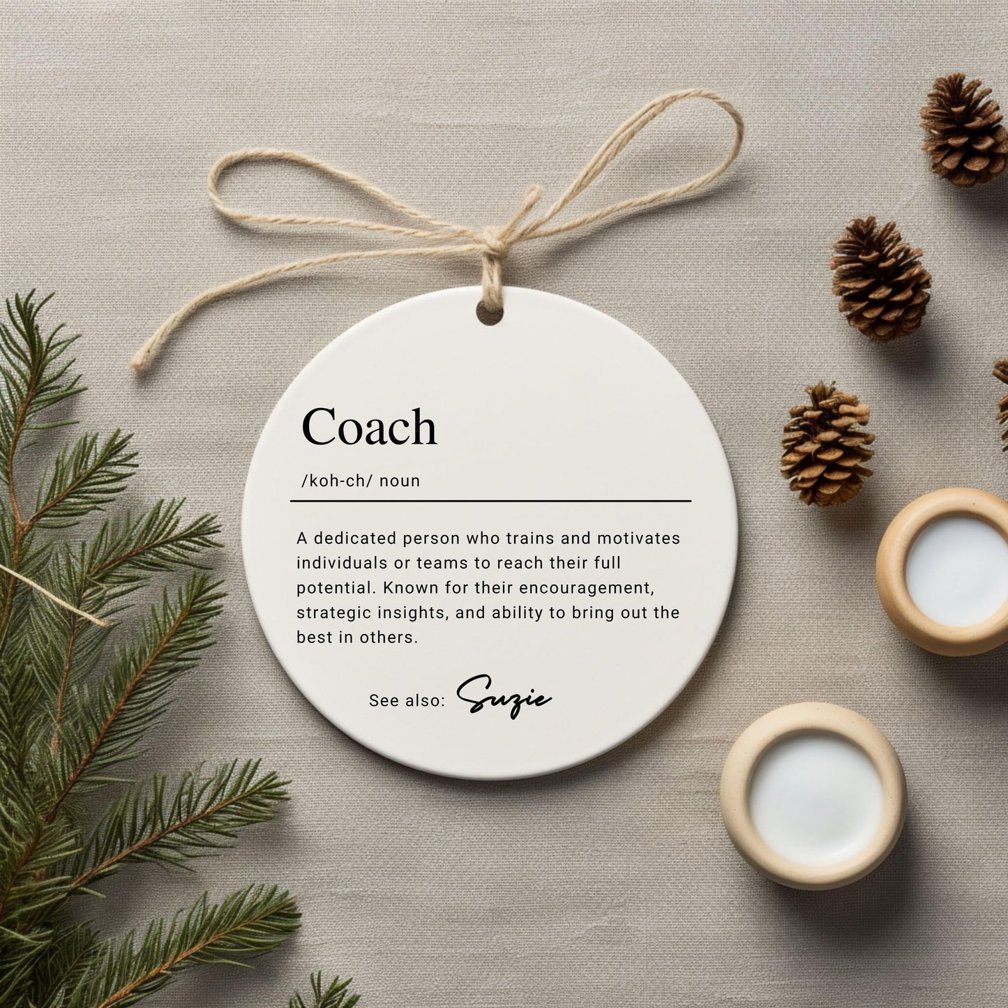 Personalized Coach Keepsake Ornament, Custom Ceramic Name Definition Ornament, Christmas Gift for Coaches, Coach Appreciation Thank You Gift